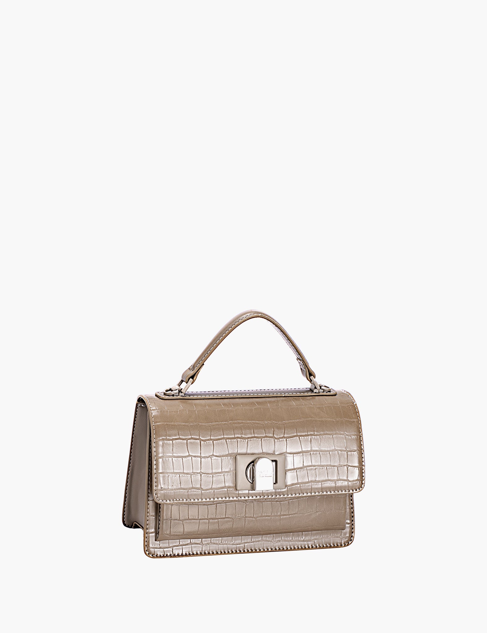 Sac à main Prisca — Taupe, vue trois-quarts