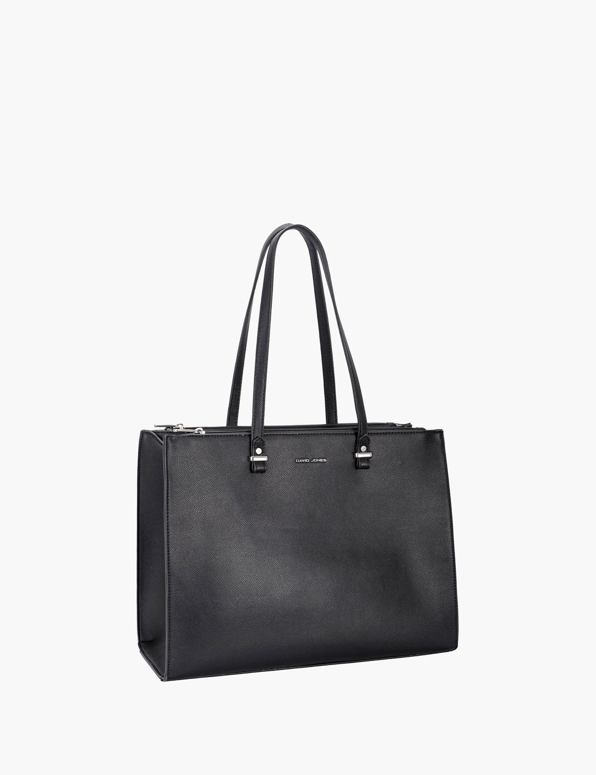 Sac cabas Jacinta — Black, vue trois-quarts sans foulard