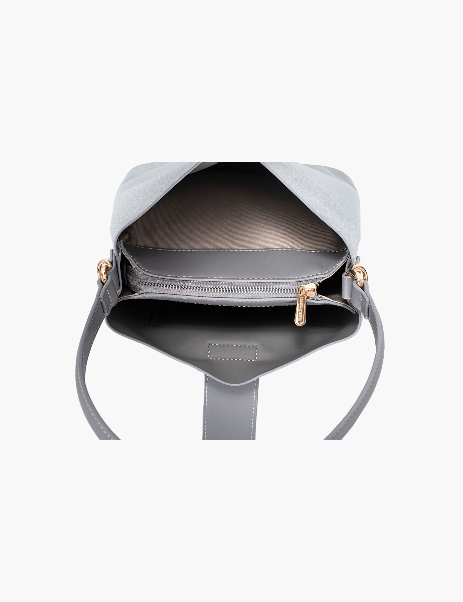 Sac porté épaule Nora — Steel Gray, intérieur
