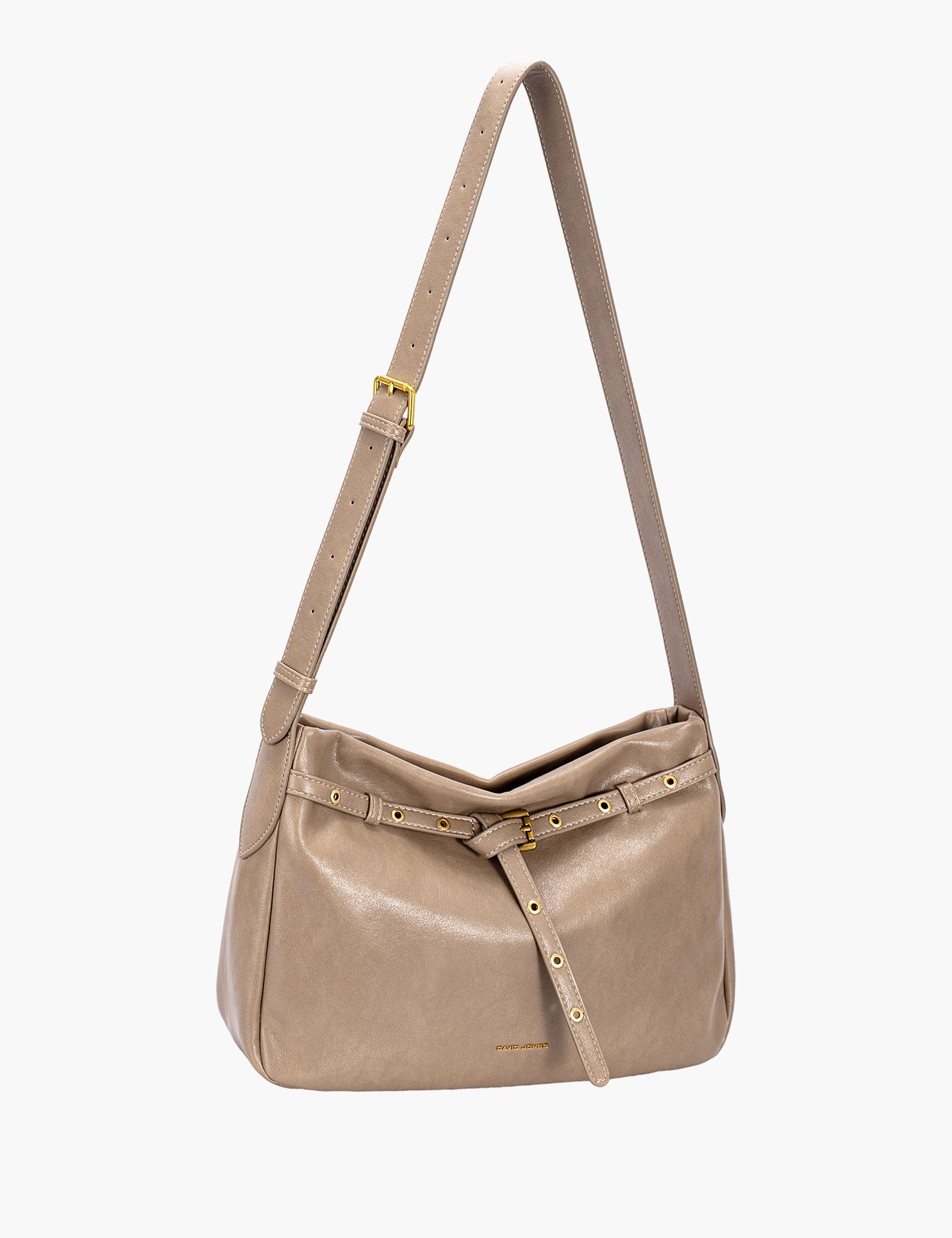 Sac porté épaule Nur — Warm Taupe, vue trois-quarts