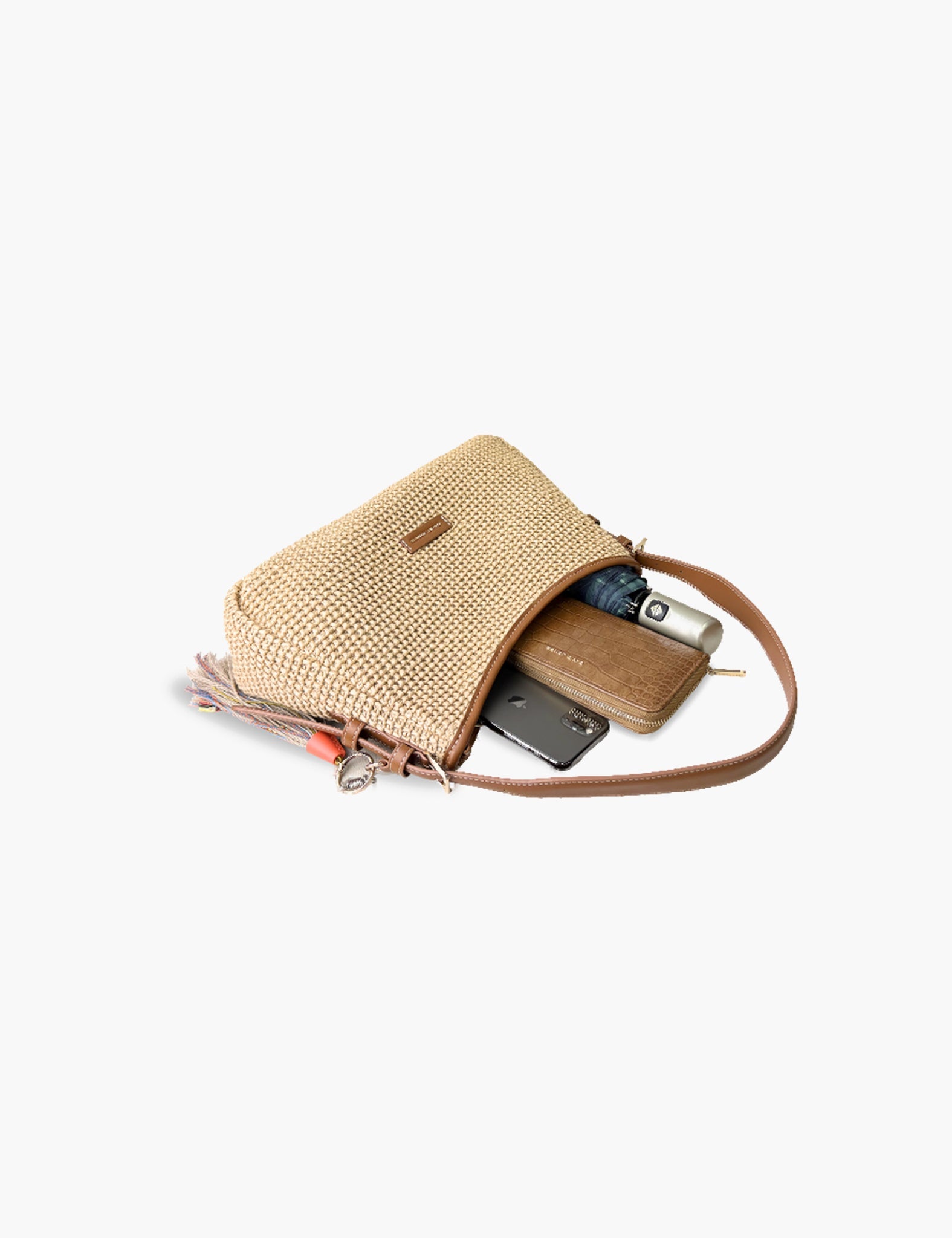 Sac porté épaule Pomeline — Apricot Tan, intérieur