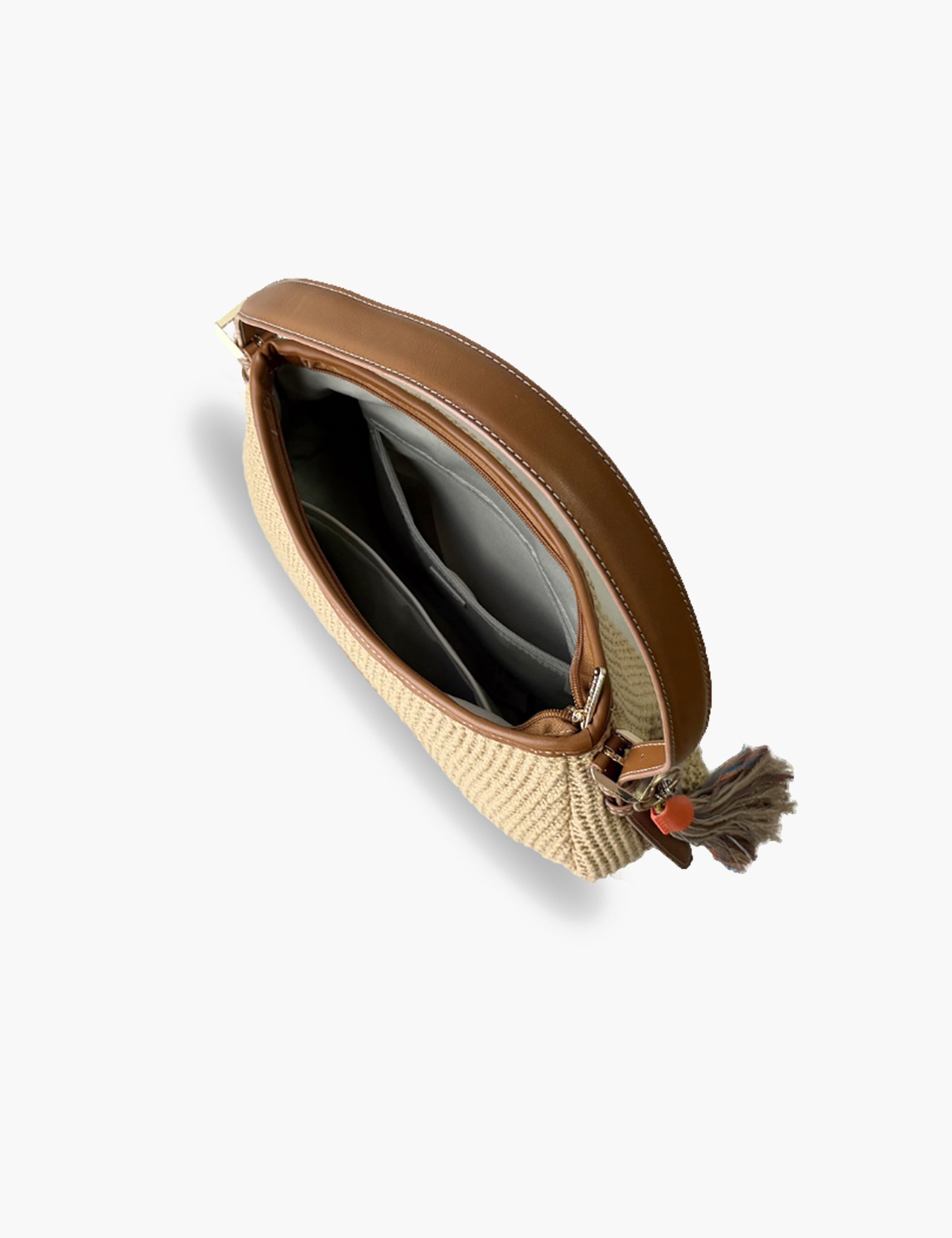 Sac porté épaule Pomeline — Apricot Tan, intérieur 