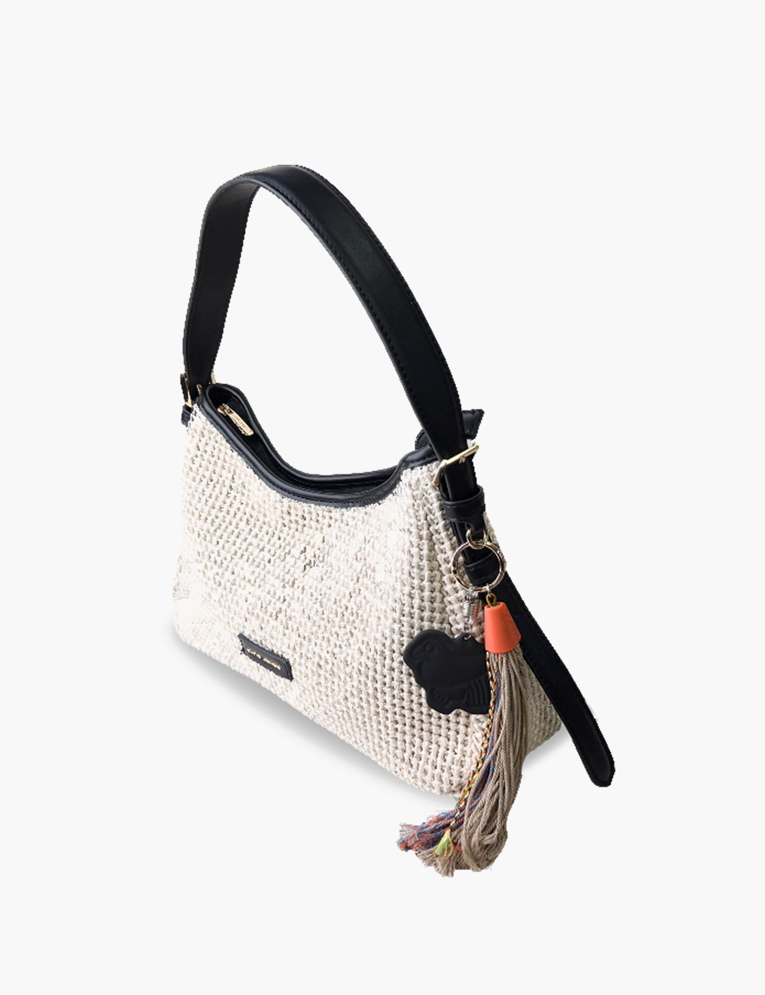 Sac porté épaule Pomeline — Black, vue trois-quarts